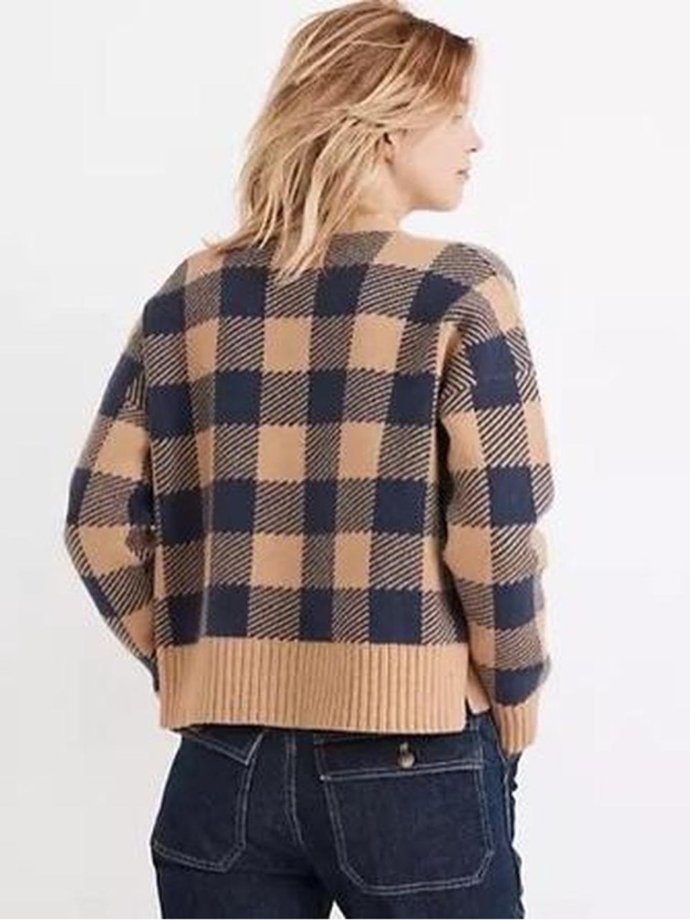 Madewell Bayberry Cardigan Sweater in Buffalo Check - Picture 2 of 8